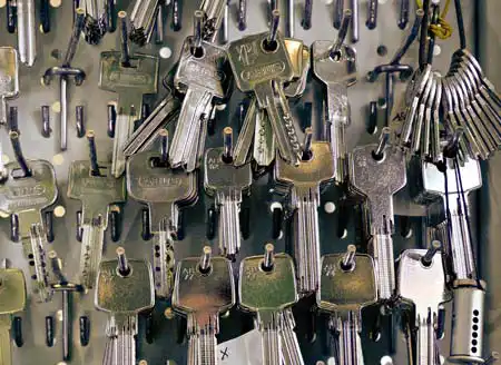 Schlüsselschrank in unserer Werkstatt